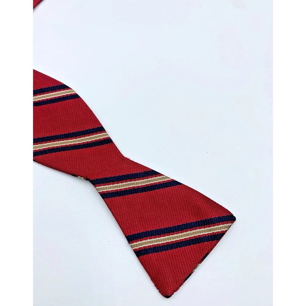 Vintage Men's 100% Repp Silk Striped‎ Butterfly Bow Tie Adjustable